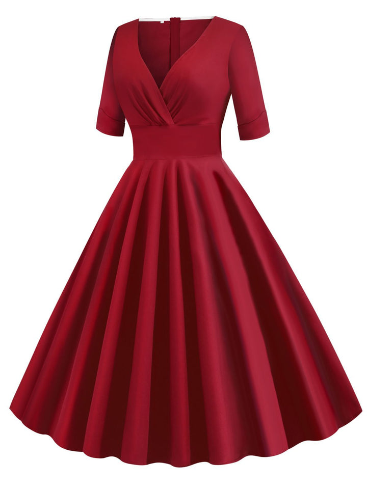 1950s Solid Sweetheart Fold Swing Dress — vintage elegance for the modern woman