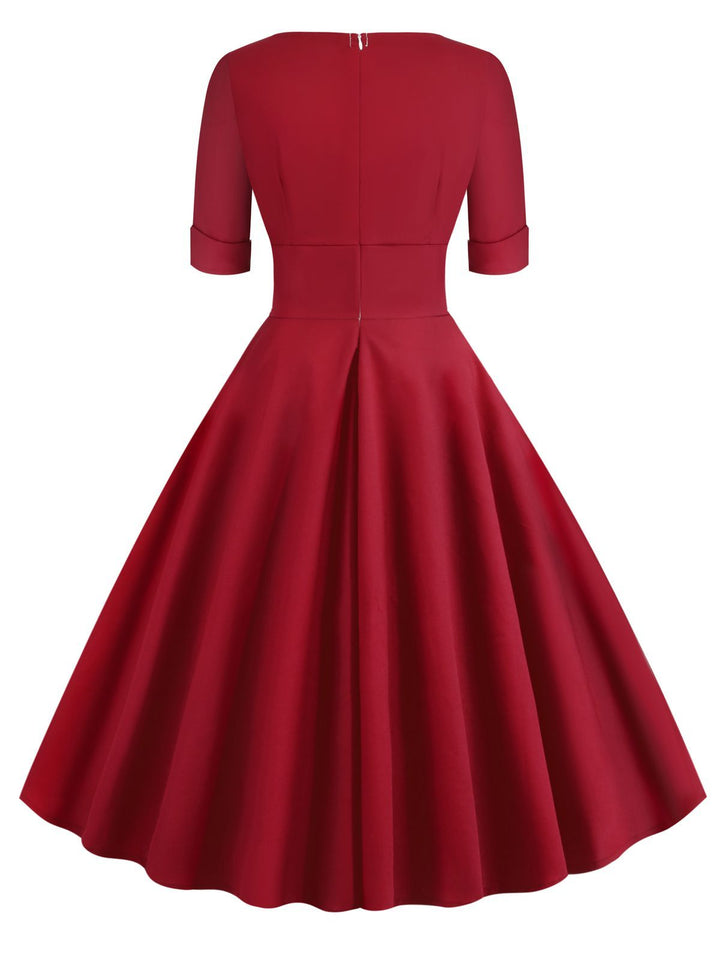 1950s Solid Sweetheart Fold Swing Dress: timeless style reimagined