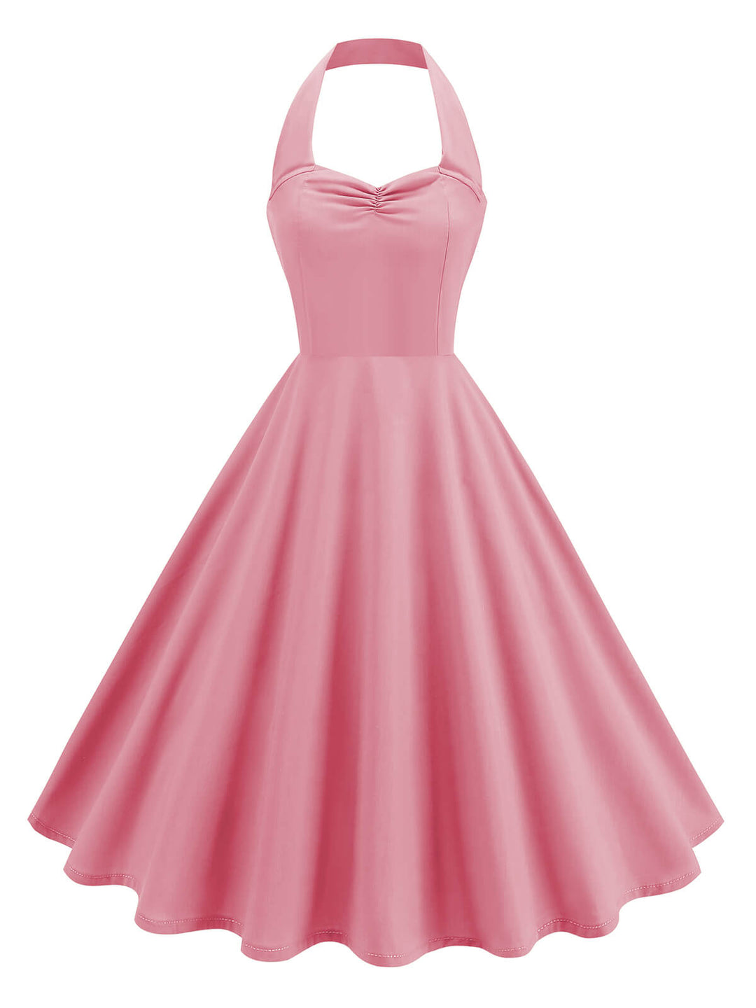 1950s Solid Sweetheart Neck Halter Dress — the kind of 1950s dress that makes strangers smile