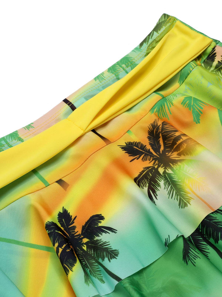 1950s Solid Top &amp; Double Layer Printing Swimsuit, vintage top, retro blouse - perfect for women who love vintage and retro fashion