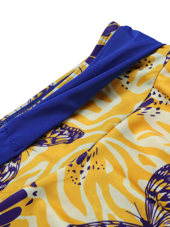 1950s Solid Top &amp; Double Layer Printing Swimsuit, vintage top, retro blouse - perfect for women who love vintage and retro fashion