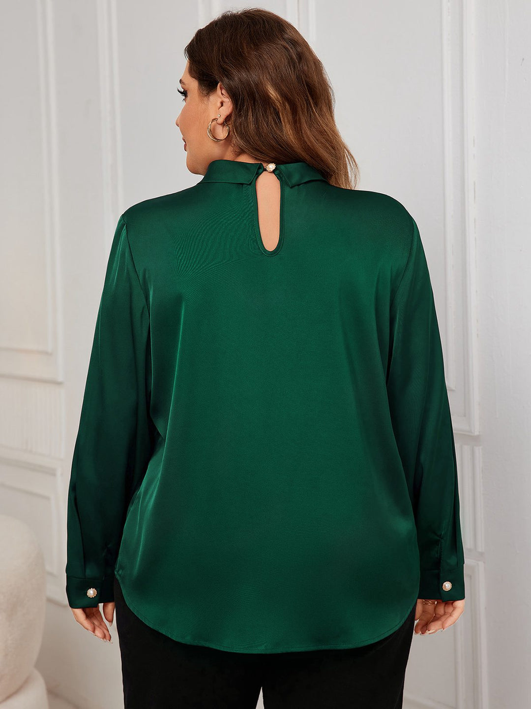 1950s Solid Twist Satin Blouse — 1950s jazz-age spirit for her morning coffee