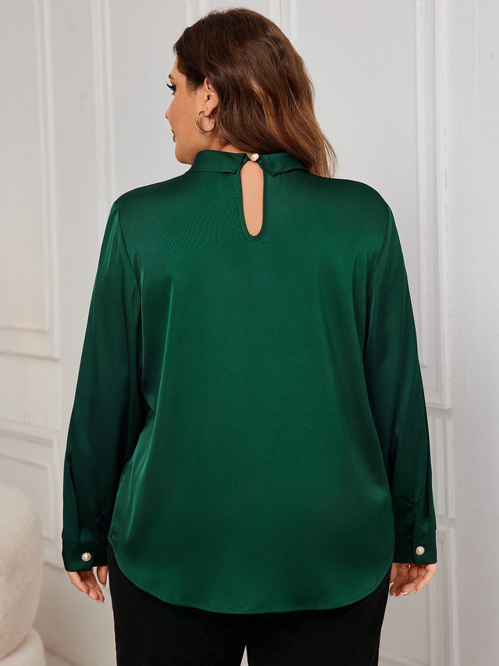 1950s Solid Twist Satin Blouse — 1950s jazz-age spirit for her morning coffee
