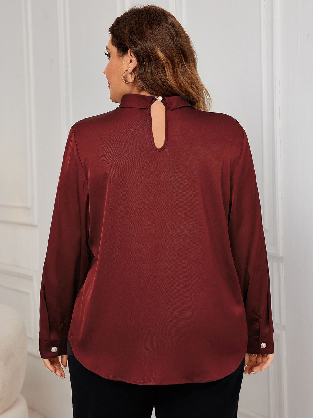 1950s Solid Twist Satin Blouse — 1950s jazz-age spirit for her morning coffee