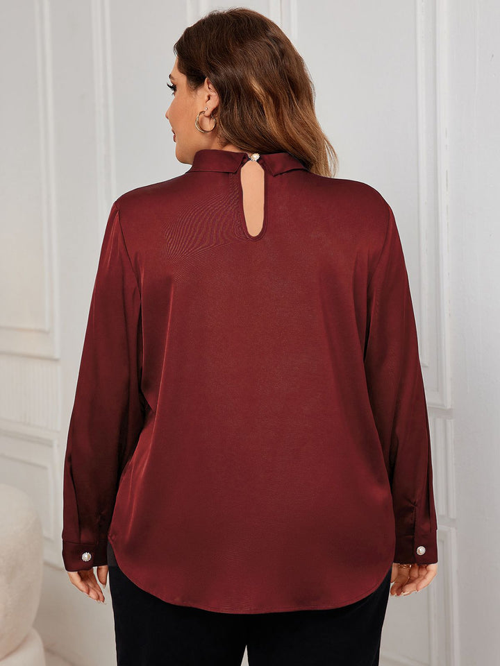1950s Solid Twist Satin Blouse — 1950s jazz-age spirit for her morning coffee