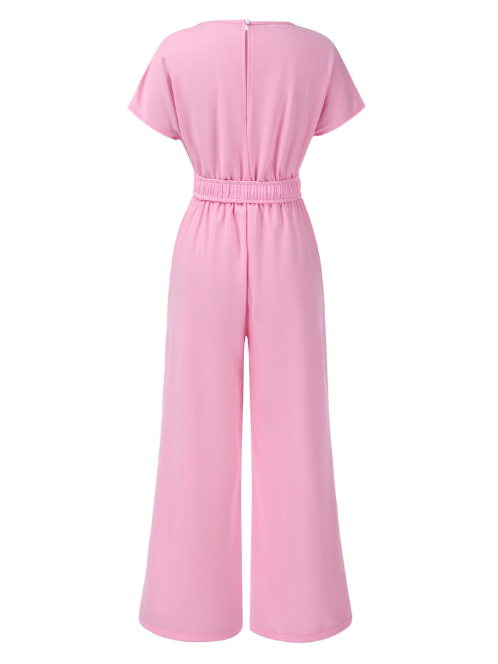 1950s Solid VNeck Belted Jumpsuit | 1950s | vintage romper, retro jumpsuit