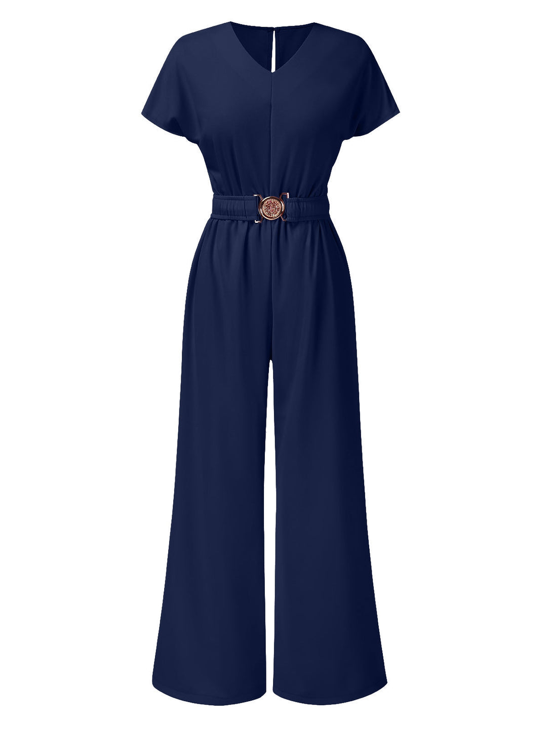 1950s Solid VNeck Belted Jumpsuit | 1950s | vintage romper, retro jumpsuit