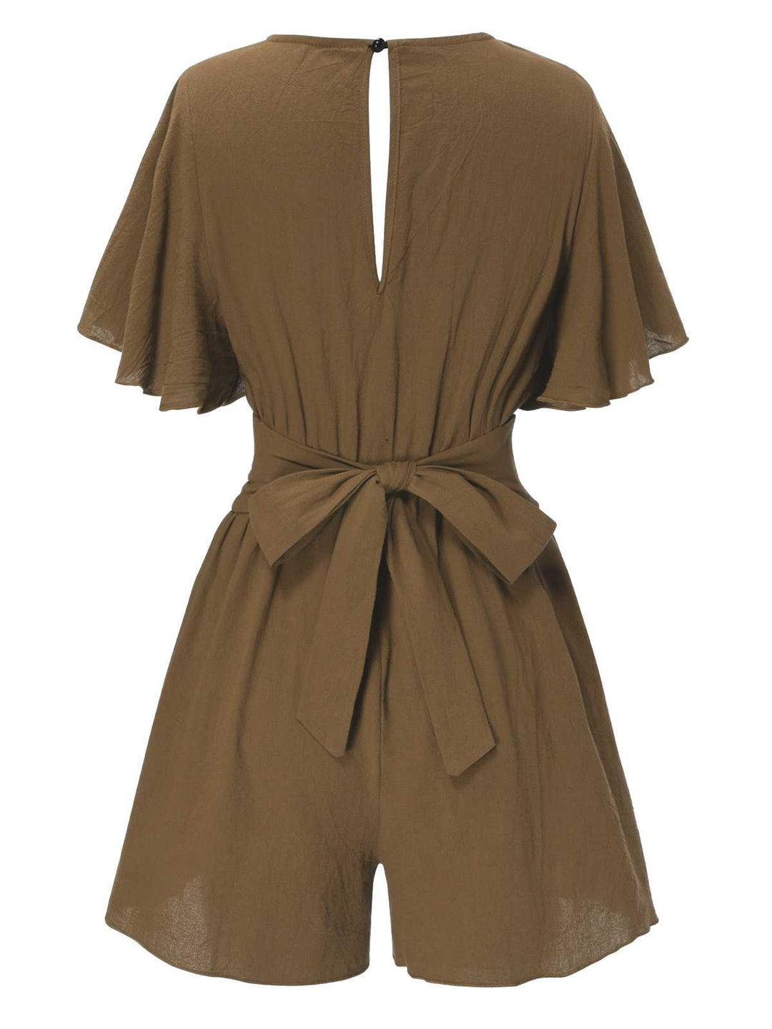 1950s Solid V-Neck Cotton Flounce Sleeve Romper - vintage jumpsuit, retro fashion