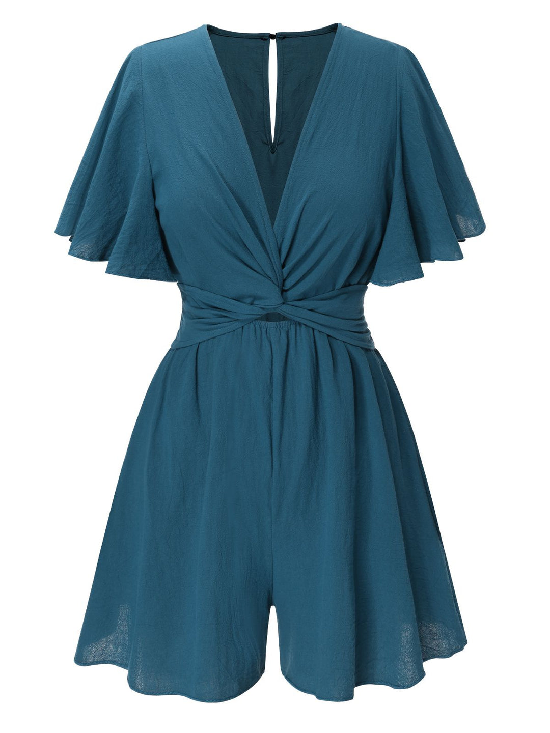 1950s Solid VNeck Cotton Flounce | 1950s | vintage romper, retro jumpsuit