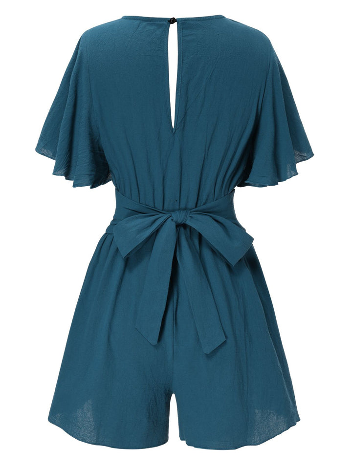 1950s Solid VNeck Cotton Flounce | 1950s | vintage romper, retro jumpsuit
