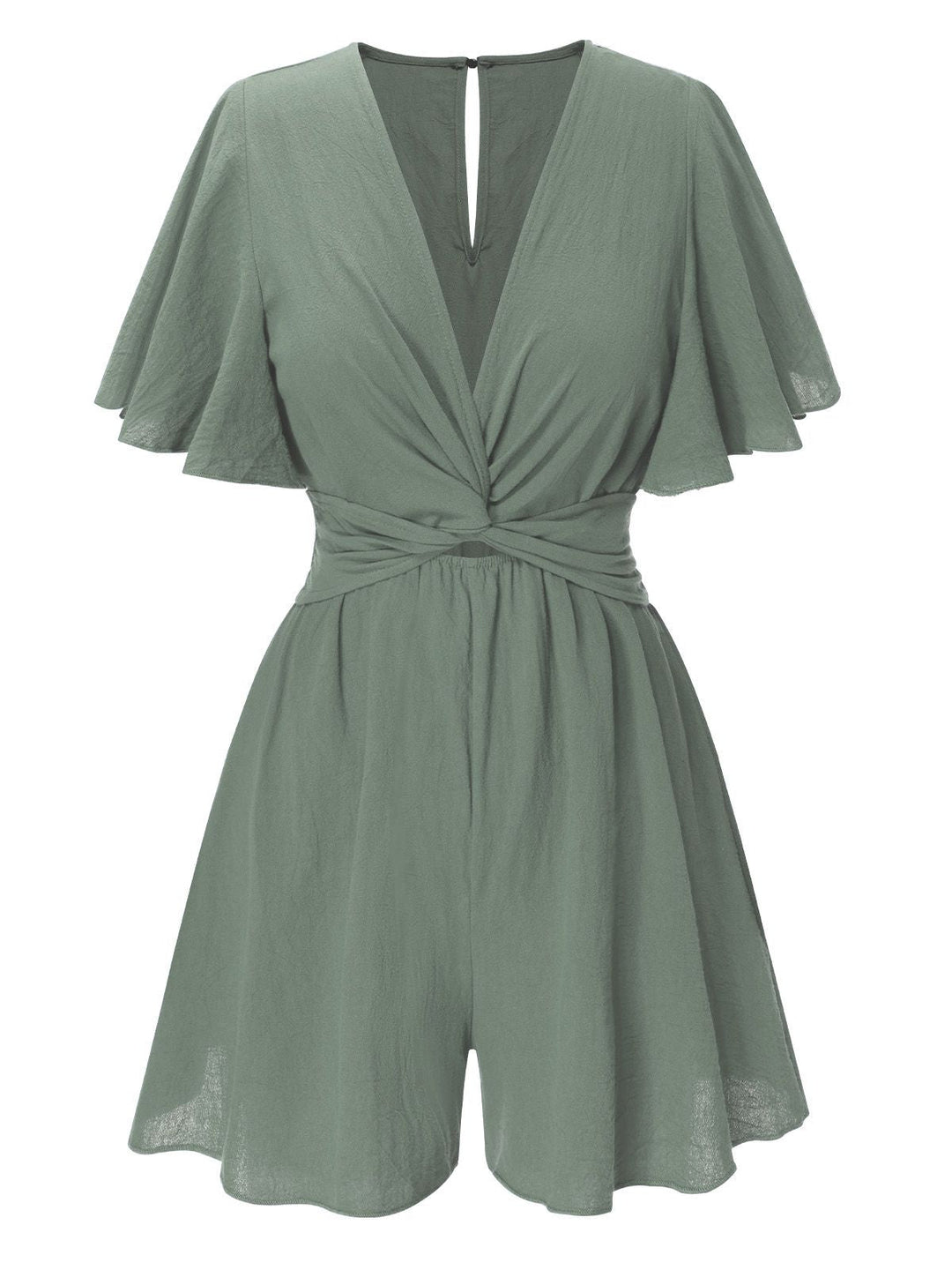 1950s Solid VNeck Cotton Flounce | 1950s | vintage romper, retro jumpsuit