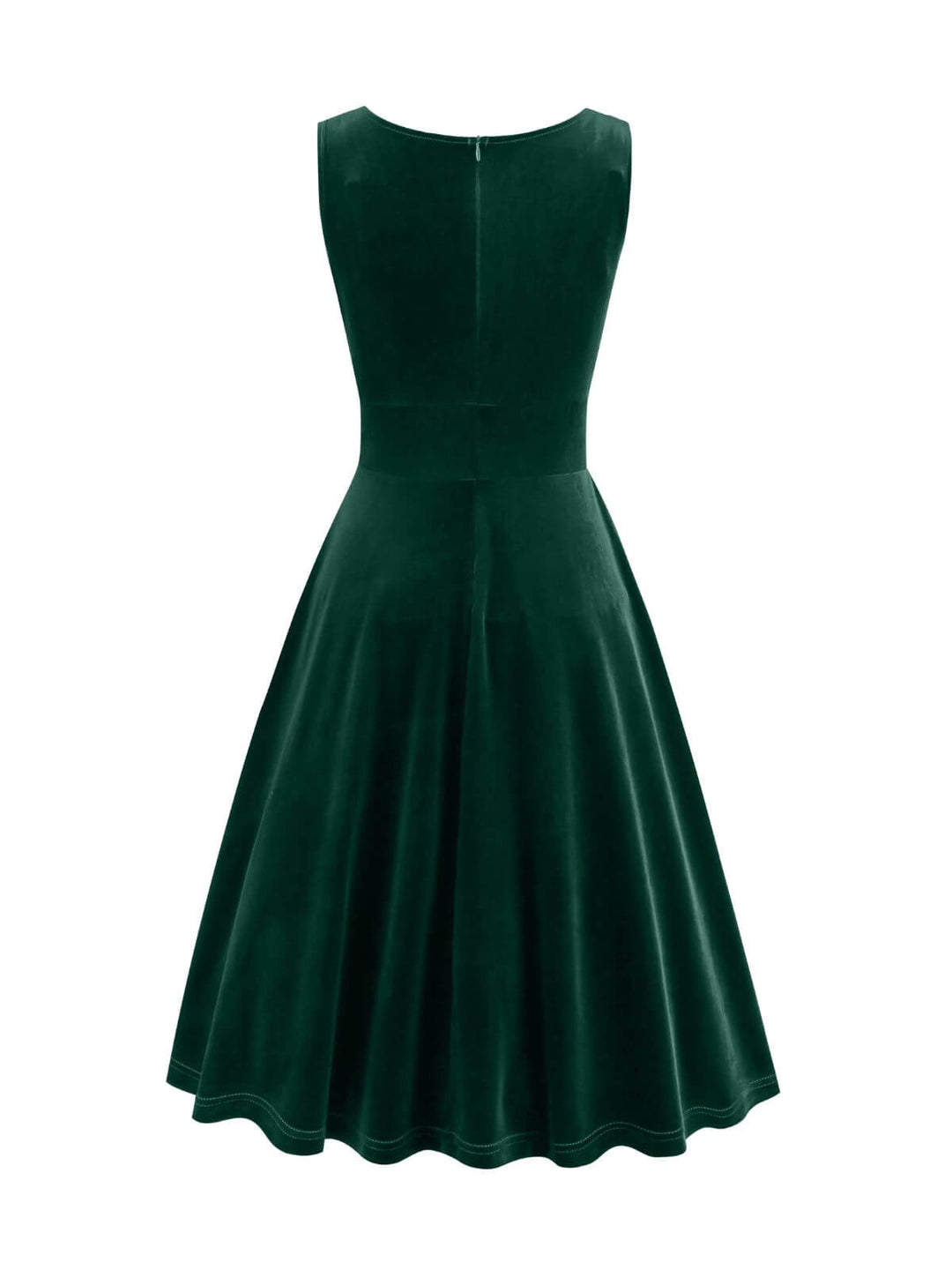 1950s Solid V-Neck Pleated Velvet Dress, vintage dress, retro fashion, rockabilly, pin-up fashion - perfect for women who love vintage and retro fashion