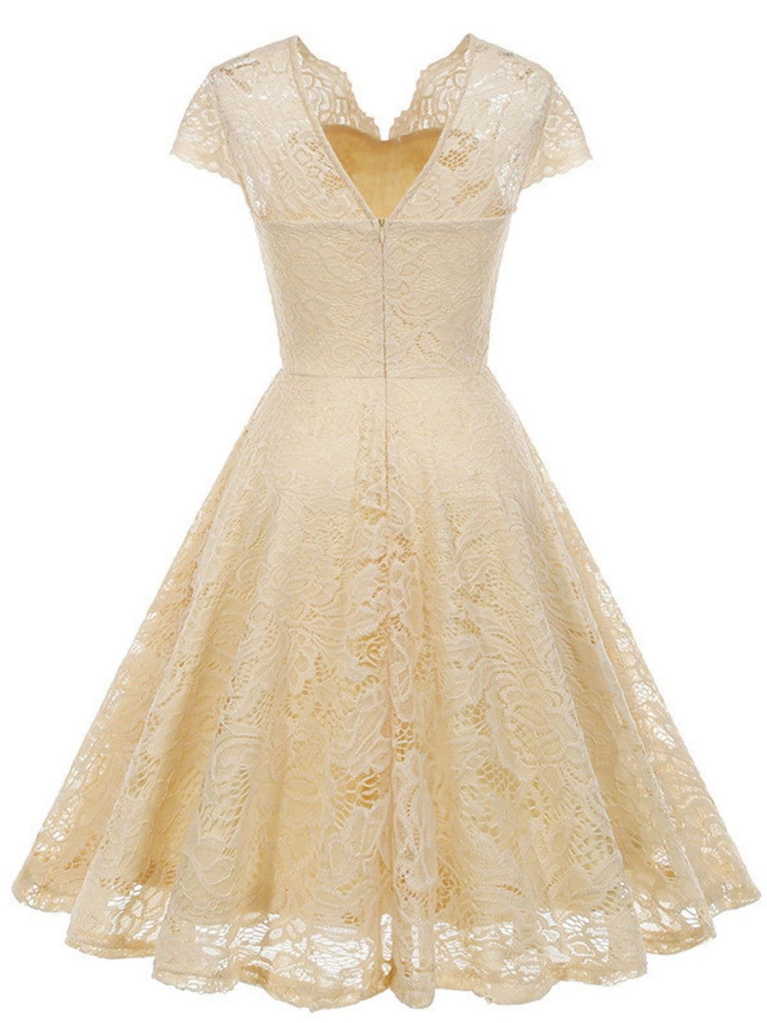 1950s Solid V-Neck Sleeveless Lace Dress - vintage dress, retro fashion, rockabilly