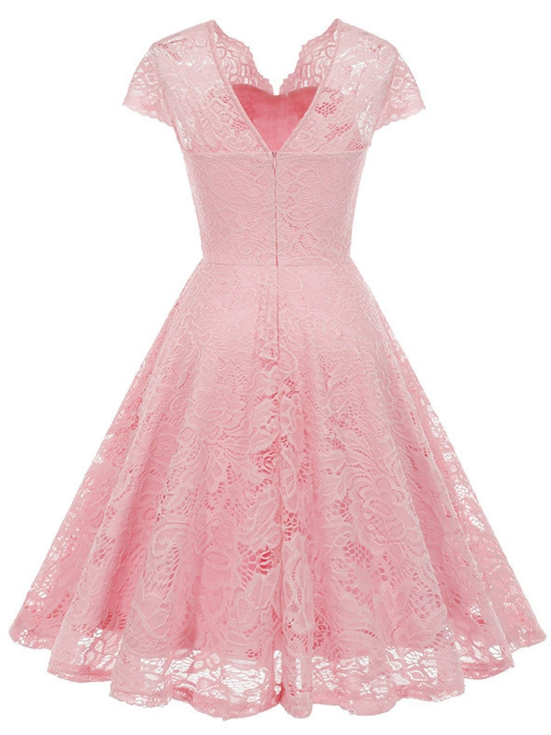 1950s Solid V-Neck Sleeveless Lace Dress - vintage dress, retro fashion, rockabilly