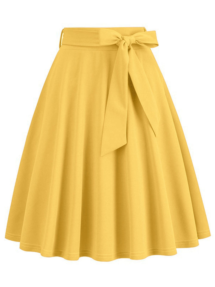 1950s Solid Waist Tie Swing Skirt — 1950s femininity that moves with her mood