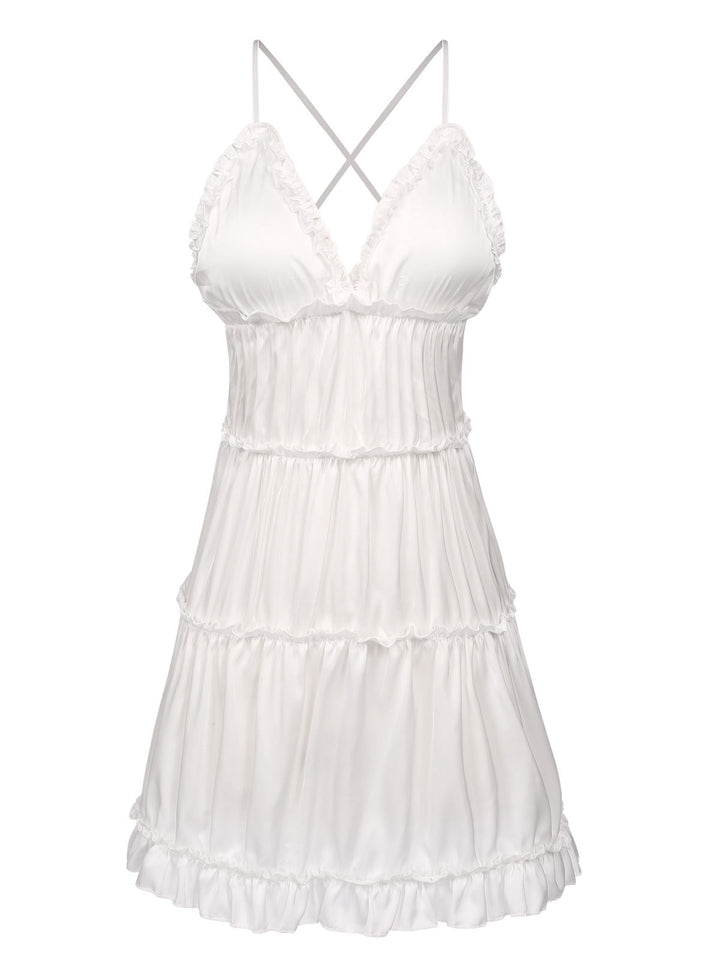 Solid Wrinkle Spaghetti Straps Nightgown, vintage fashion, retro style - perfect for women who love vintage and retro fashion