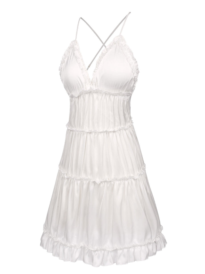 Solid Wrinkle Spaghetti Straps Nightgown, vintage fashion, retro style - perfect for women who love vintage and retro fashion