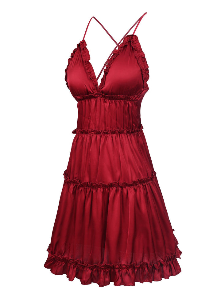 Solid Wrinkle Spaghetti Straps Nightgown, vintage fashion, retro style - perfect for women who love vintage and retro fashion