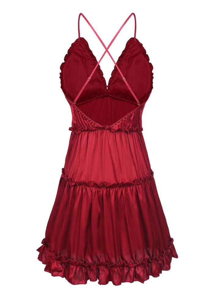 Solid Wrinkle Spaghetti Straps Nightgown, vintage fashion, retro style - perfect for women who love vintage and retro fashion