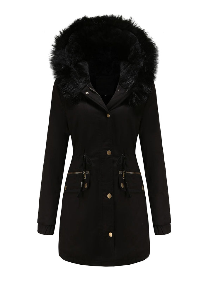 1950s Solid Zipper Fur Trimmed Coat: timeless style reimagined