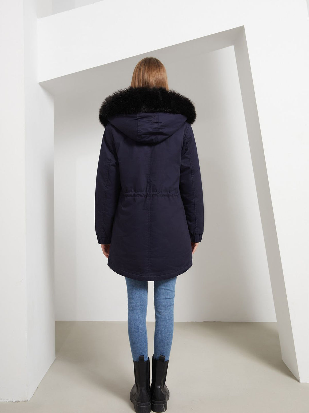 1950s Solid Zipper Fur Trimmed Coat: timeless style reimagined