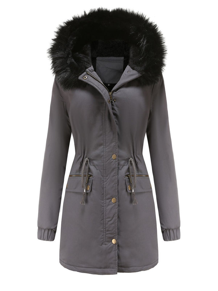 1950s Solid Zipper Fur Trimmed Coat: timeless style reimagined