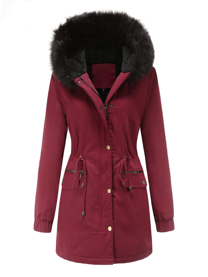 1950s Solid Zipper Fur Trimmed Coat: timeless style reimagined