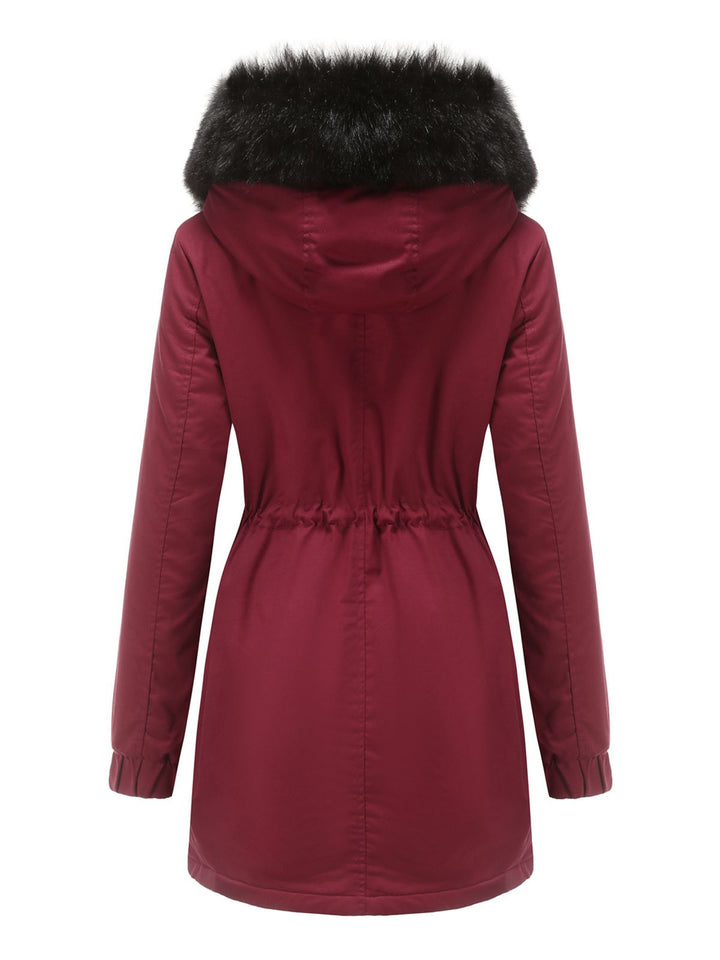 1950s Solid Zipper Fur Trimmed Coat: timeless style reimagined