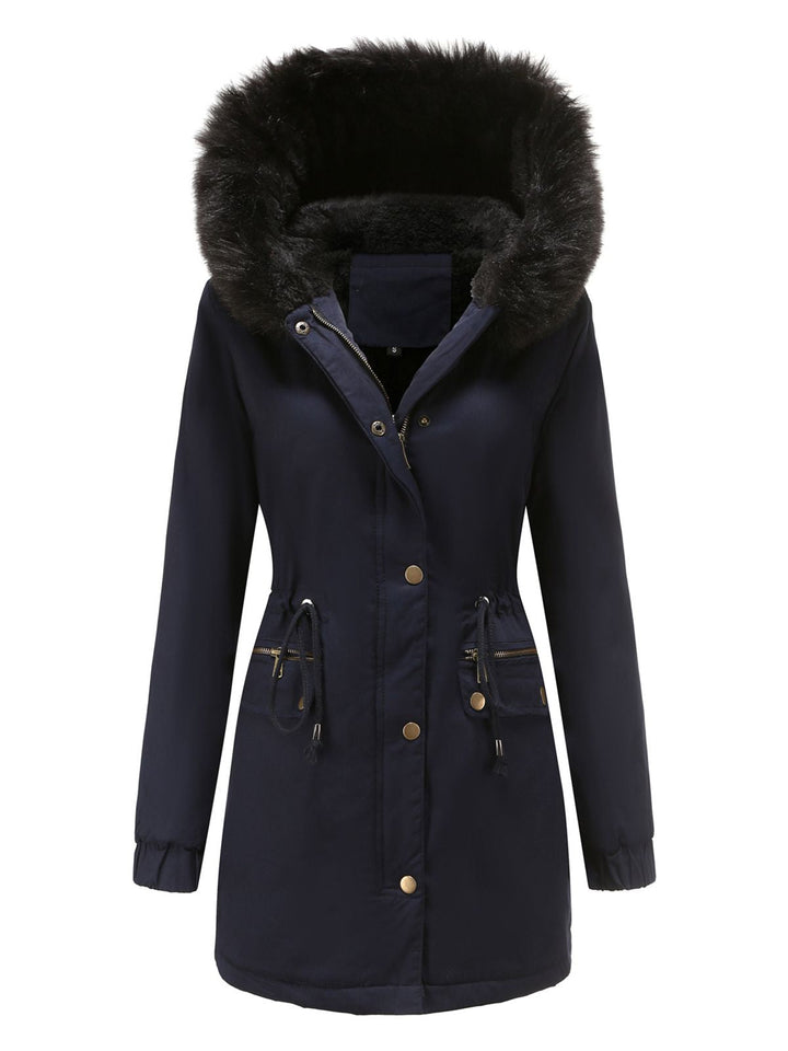 1950s Solid Zipper Fur Trimmed Coat: timeless style reimagined