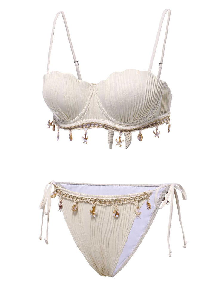 1950s Spaghetti Strap Beach Seashell Starfish Bikini: 1950s Riviera elegance, reimagined for her