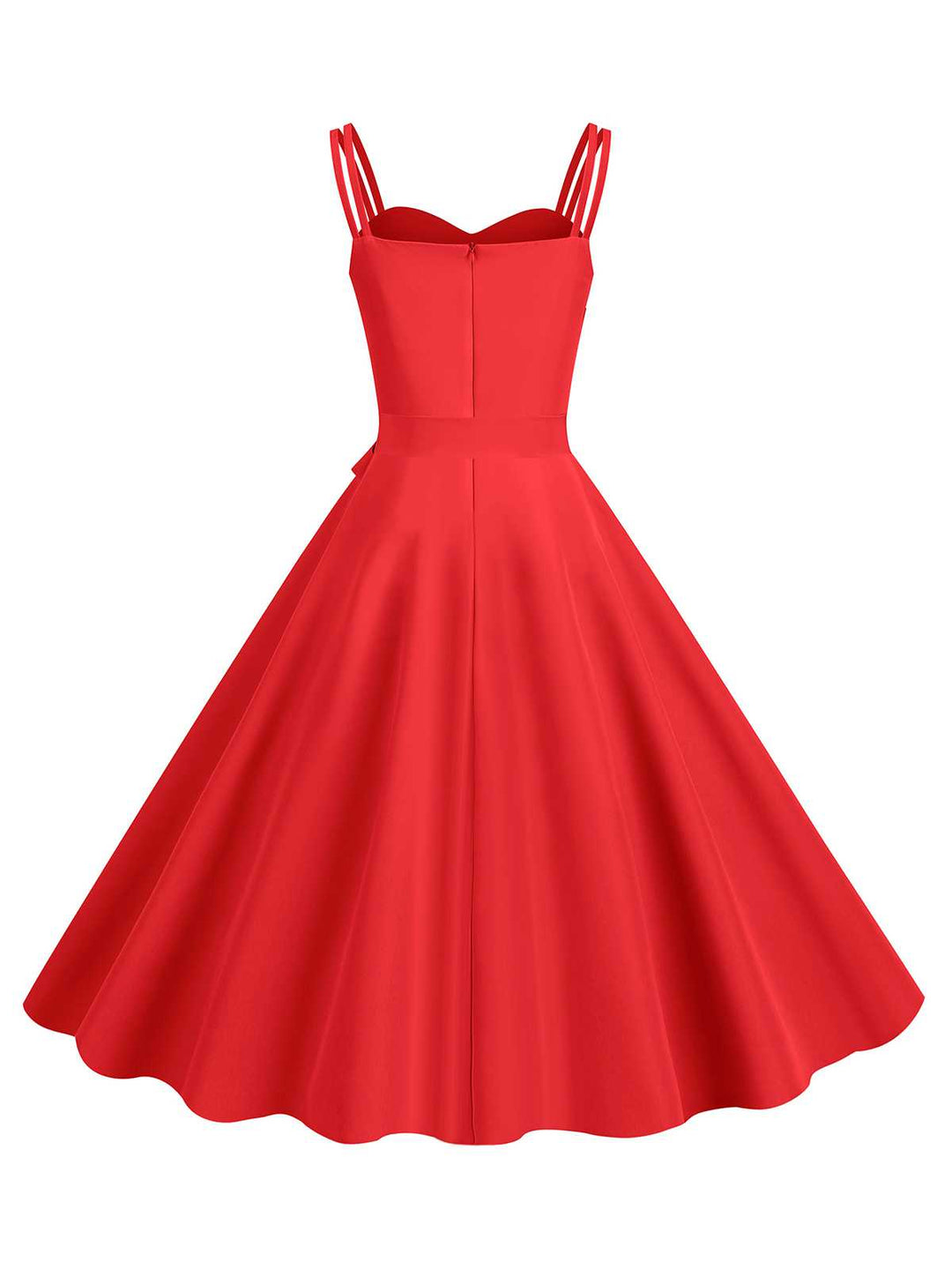 1950s Spaghetti Strap Bow Decor Solid Dress, vintage dress, retro fashion, rockabilly, pin-up fashion - perfect for women who love vintage and retro fashion