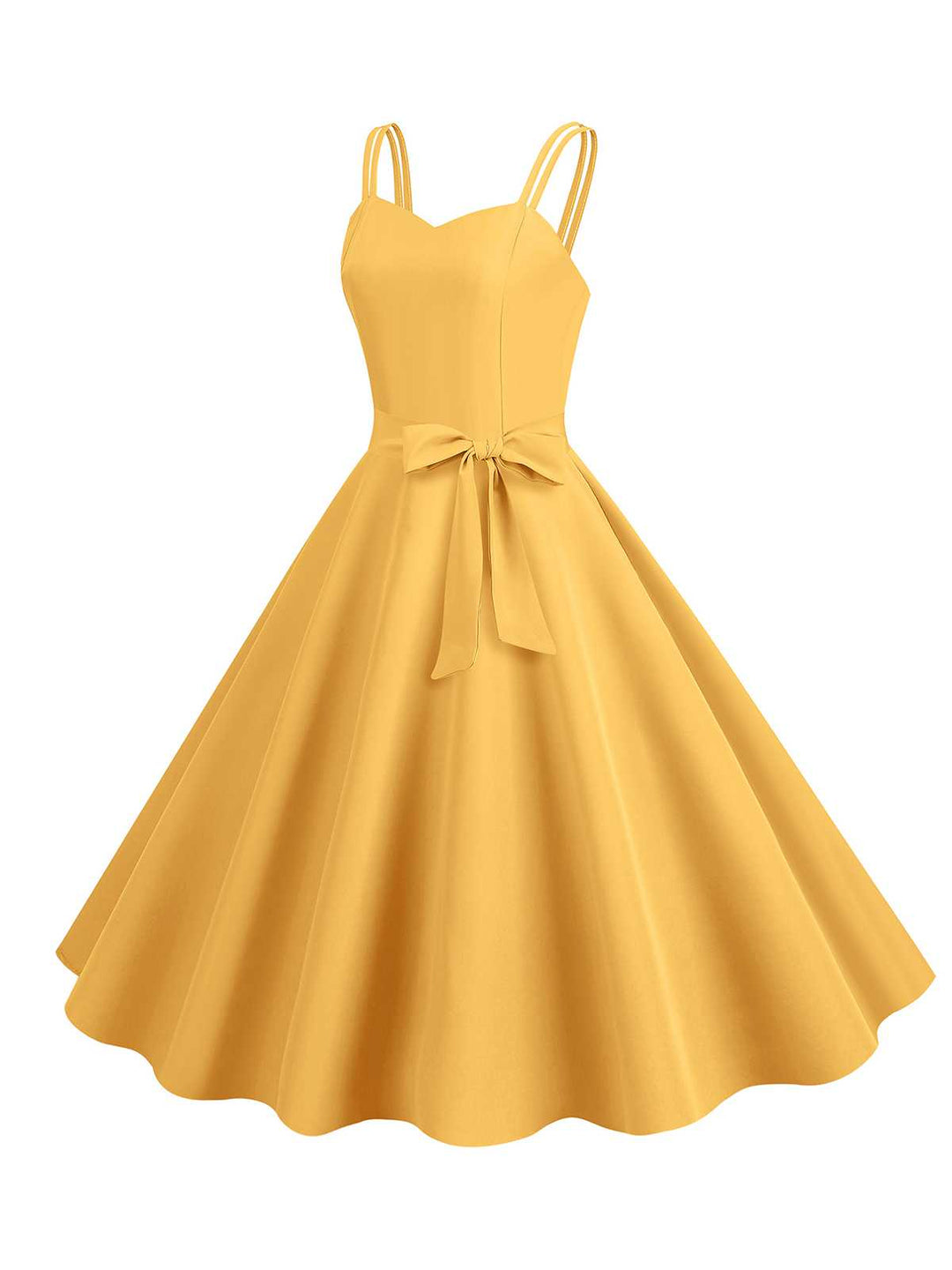 1950s Spaghetti Strap Bow Decor Solid Dress, vintage dress, retro fashion, rockabilly, pin-up fashion - perfect for women who love vintage and retro fashion