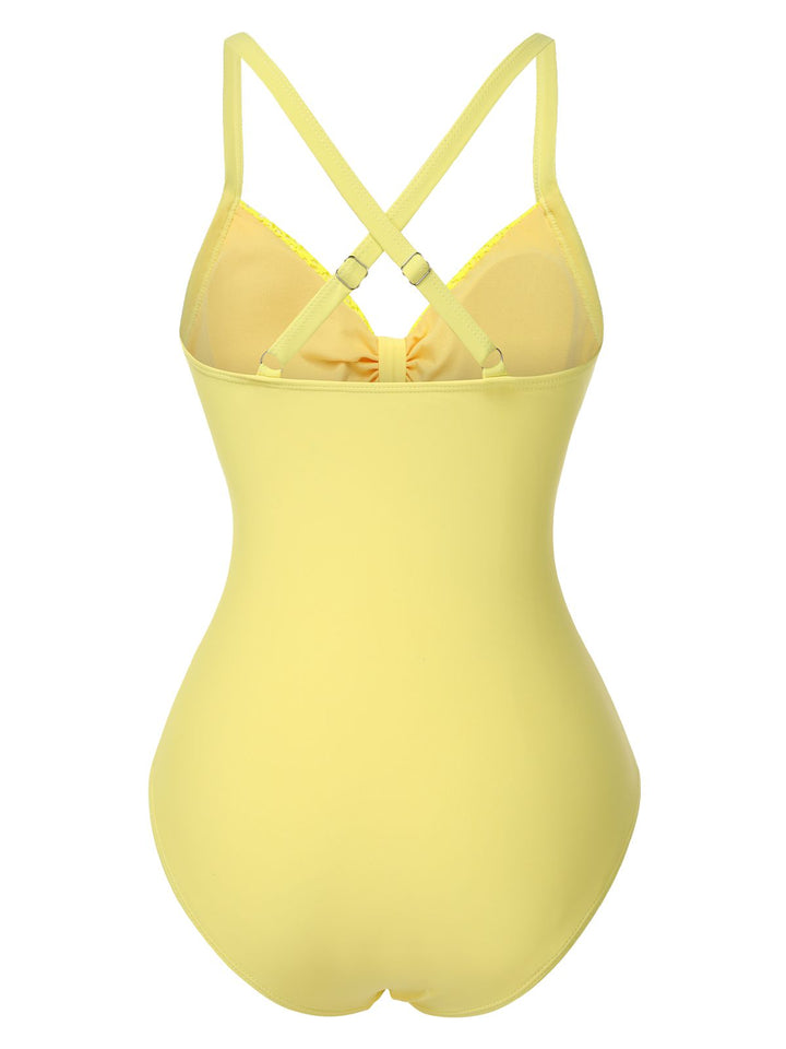 1950s Spaghetti Strap Cross-Back One-Piece Swimsuit: 1950s Riviera elegance, reimagined for her
