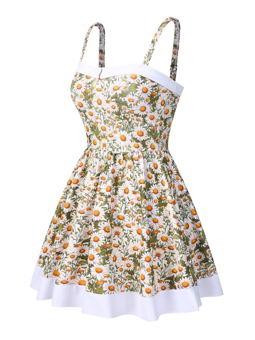 1950s Spaghetti Strap Daisy Binding Swimdress, vintage dress, retro fashion, rockabilly, pin-up fashion - perfect for women who love vintage and retro fashion
