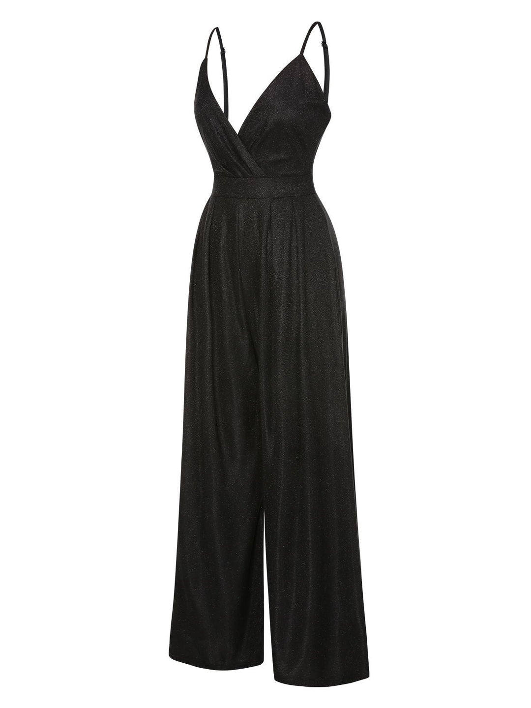 1950s Spaghetti Strap Deep V-Neck Jumpsuit: timeless 1950s elegance she makes her own