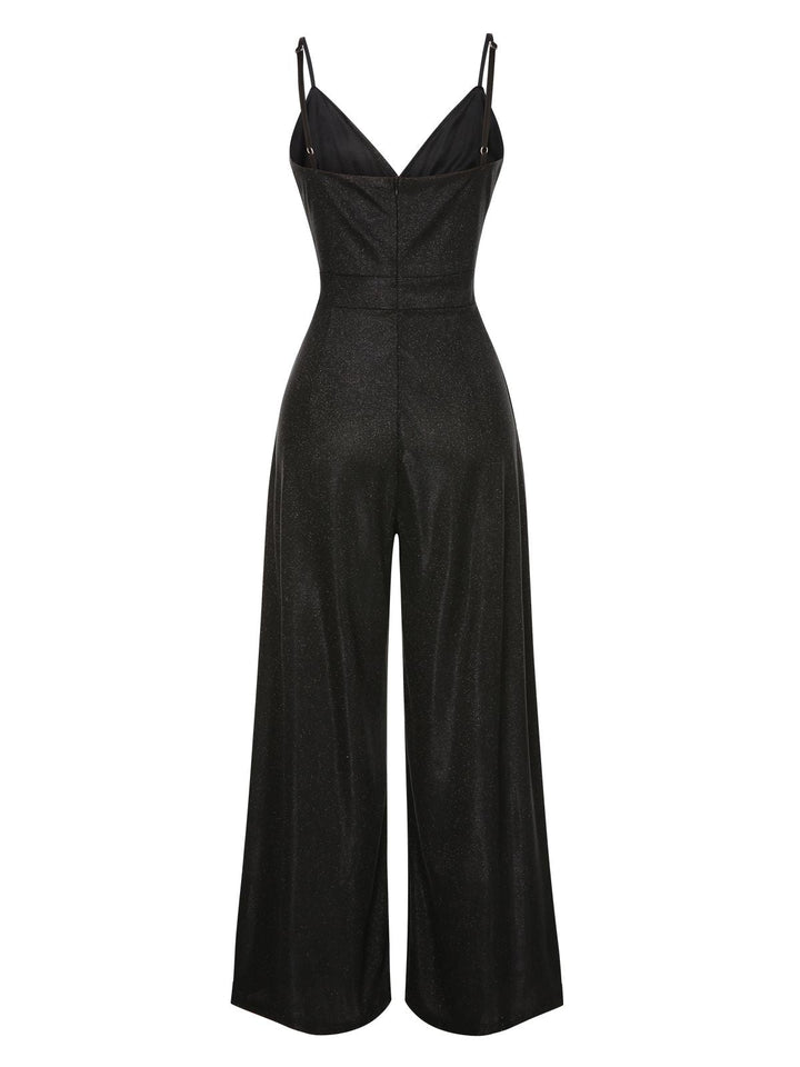 This 1950s Spaghetti Strap Deep V-Neck Jumpsuit whispers 1950s secrets to those who notice