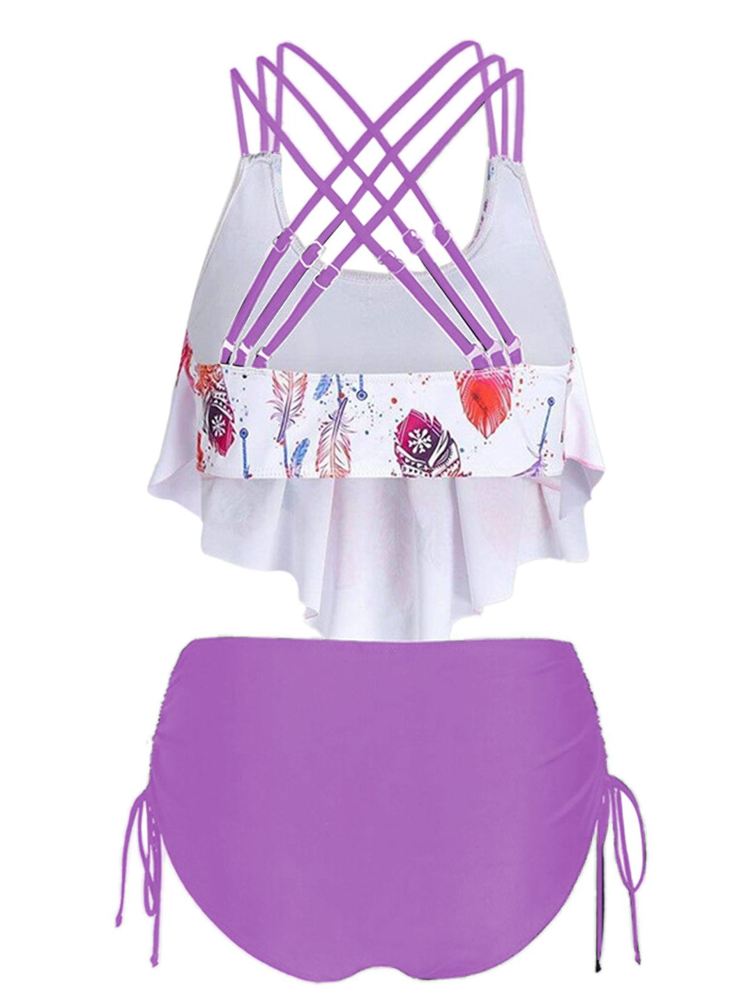 Spaghetti Strap Feather Tankini Set — vintage elegance for the modern woman