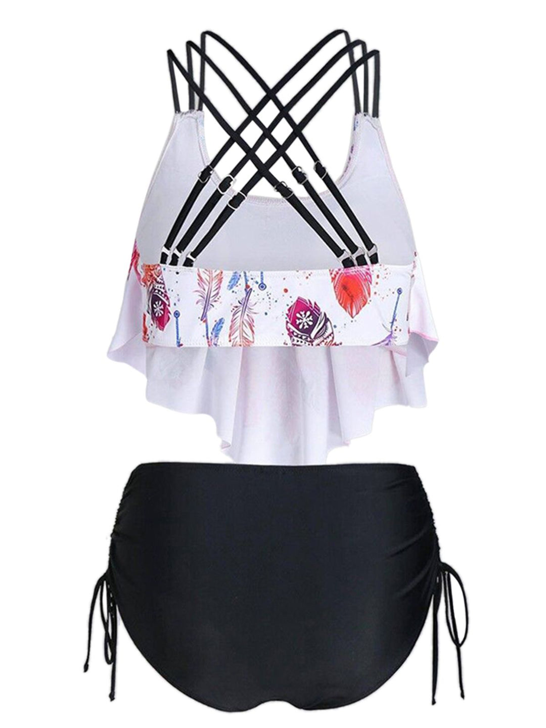Spaghetti Strap Feather Tankini Set — vintage elegance for the modern woman
