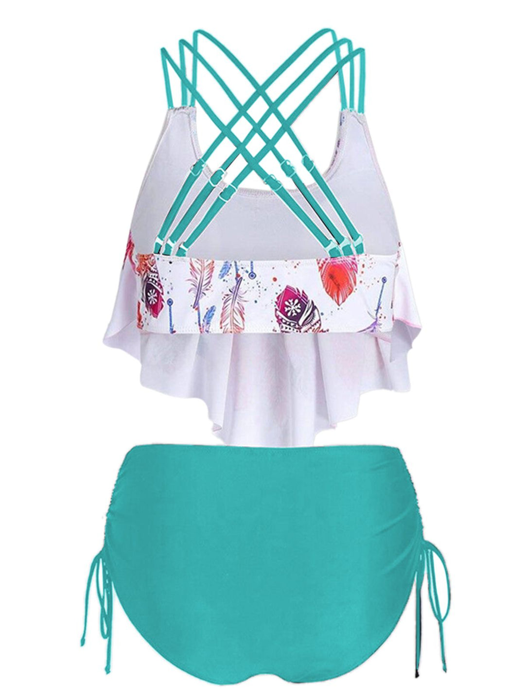 Spaghetti Strap Feather Tankini Set — vintage elegance for the modern woman