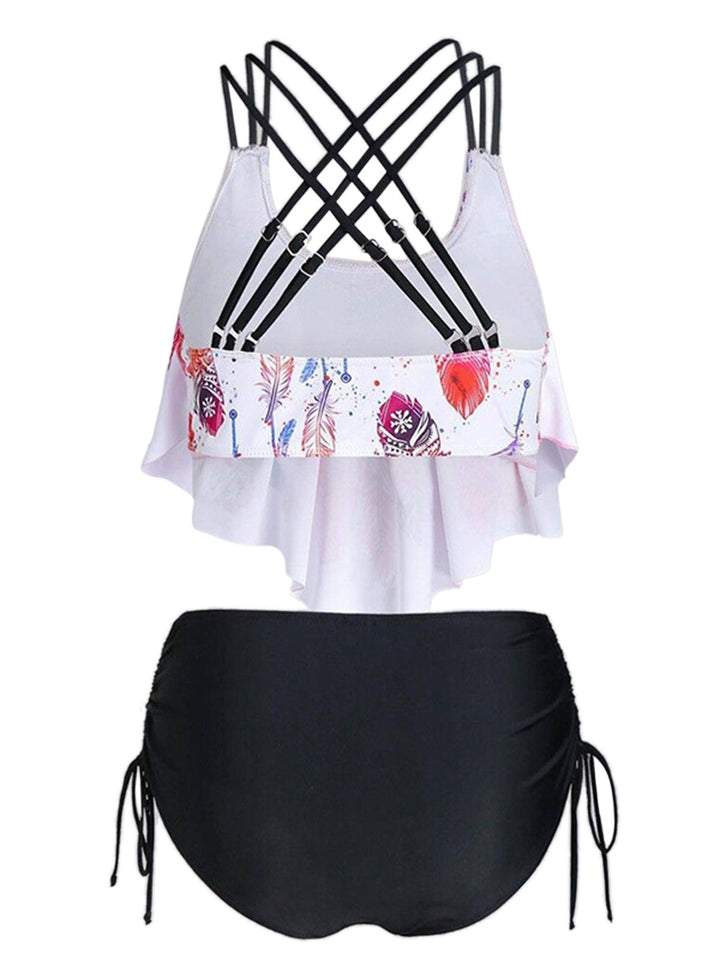 1950s Spaghetti Strap Feather Tankini Set — vintage elegance for the modern woman