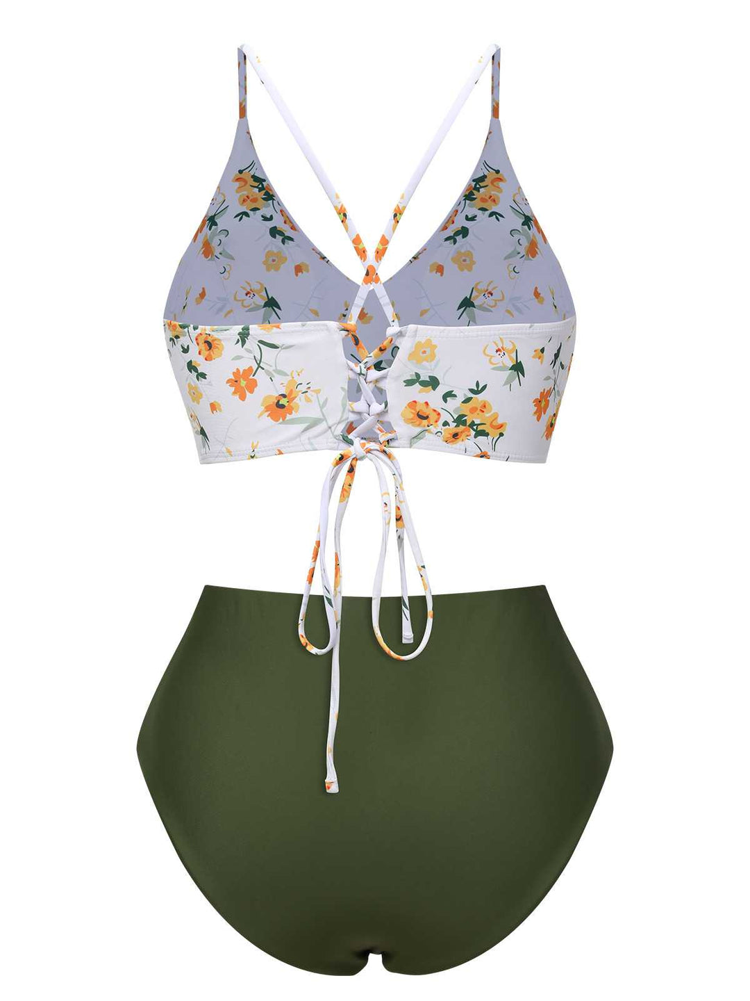This 1950s Spaghetti Strap Floral Swimsuit carries 1950s vacation dreams in every stitch