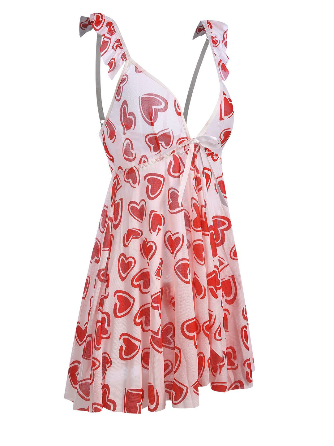 Spaghetti Strap Heart Ruffles Mini Nightgown: where romance meets her modern spirit