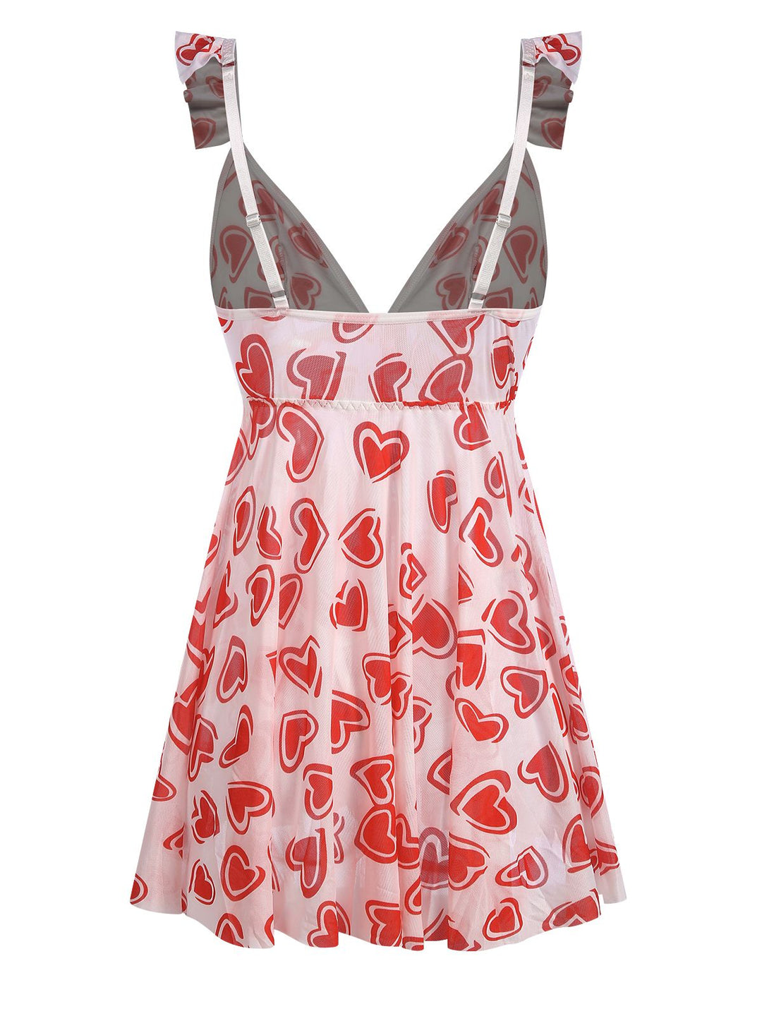 This Spaghetti Strap Heart Ruffles Mini Nightgown wraps her in elegance, one twirl at a time