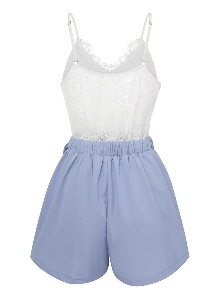 This 1950s Spaghetti Strap Lace Patchwork Romper whispers 1950s secrets to those who notice