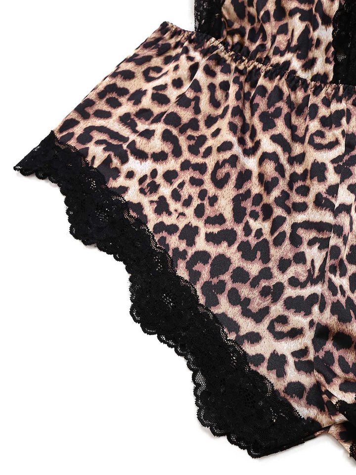 Spaghetti Strap Leopard Lace Sleepwear - vintage nightgown, retro sleepwear