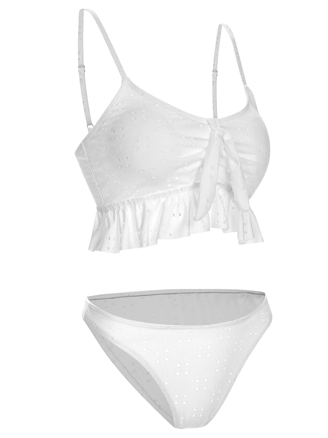 1950s Spaghetti Strap Solid Ruffles Swimsuit &amp; Cover-Up, vintage swimsuit, pin-up swimwear - perfect for women who love vintage and retro fashion
