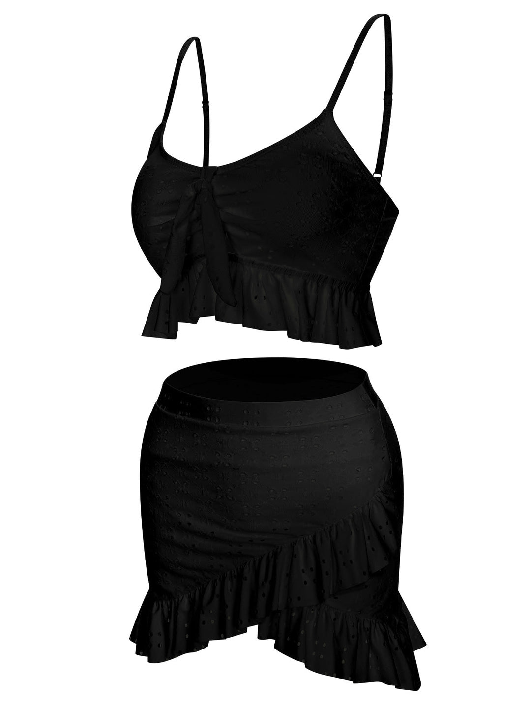 1950s Spaghetti Strap Solid Ruffles Swimsuit &amp; Cover-Up, vintage swimsuit, pin-up swimwear - perfect for women who love vintage and retro fashion
