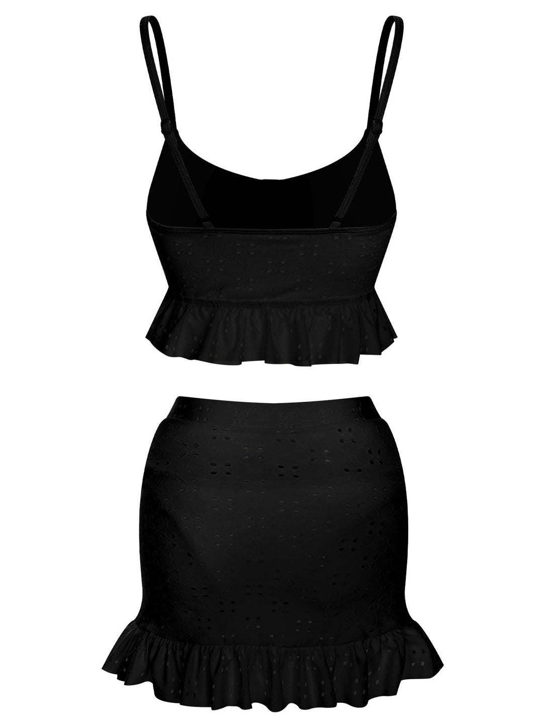 1950s Spaghetti Strap Solid Ruffles Swimsuit &amp; Cover-Up, vintage swimsuit, pin-up swimwear - perfect for women who love vintage and retro fashion