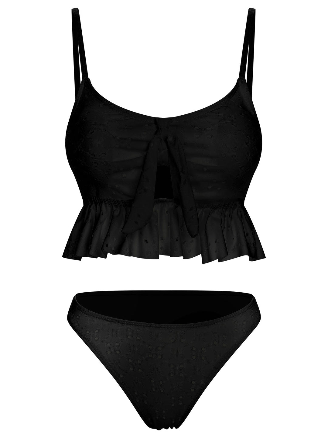 1950s Spaghetti Strap Solid Ruffles Swimsuit &amp; Cover-Up, vintage swimsuit, pin-up swimwear - perfect for women who love vintage and retro fashion