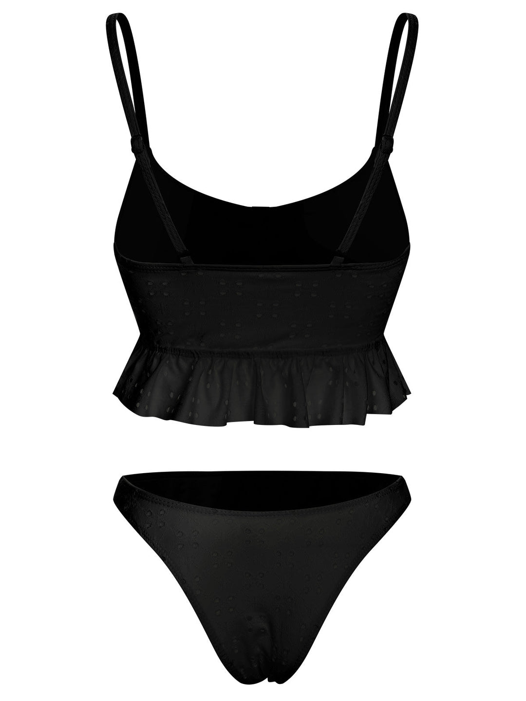 1950s Spaghetti Strap Solid Ruffles Swimsuit &amp; Cover-Up